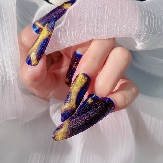 10PCS Handmade Press-On Nails - Stylish & Reusable Coffin Design