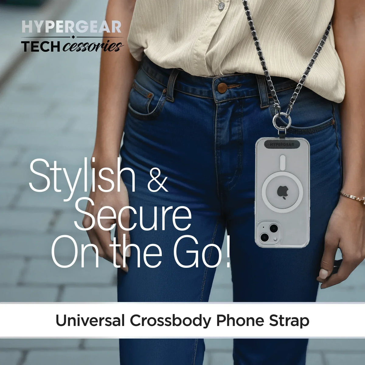 HyperGear TECHcessories Silver Chain with Black Vegan Leather - Trustymall