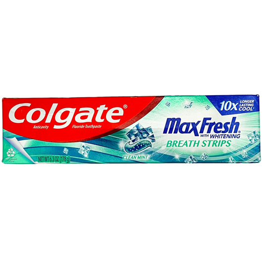 Colgate Max Fresh Whitening Anticavity Fluoride Toothpaste With Breath Strips, Clean Mint