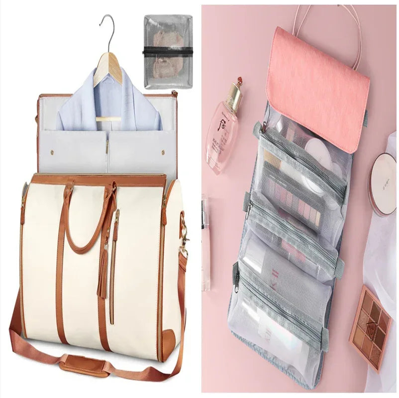 Large Capacity Travel Duffle Bag Women's Handbag Folding Suit Bag Waterproof Clothes Totes - Trustymall
