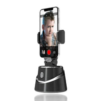 Close-up showing 360° object tracking phone holder attached to a smartphone.