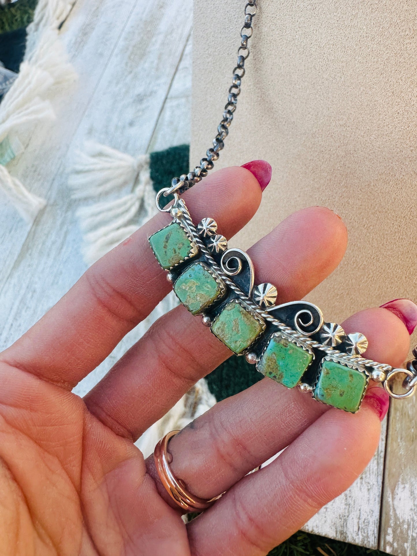 Handcrafted Turquoise & Sterling Silver Necklace by Jacqueline Silver