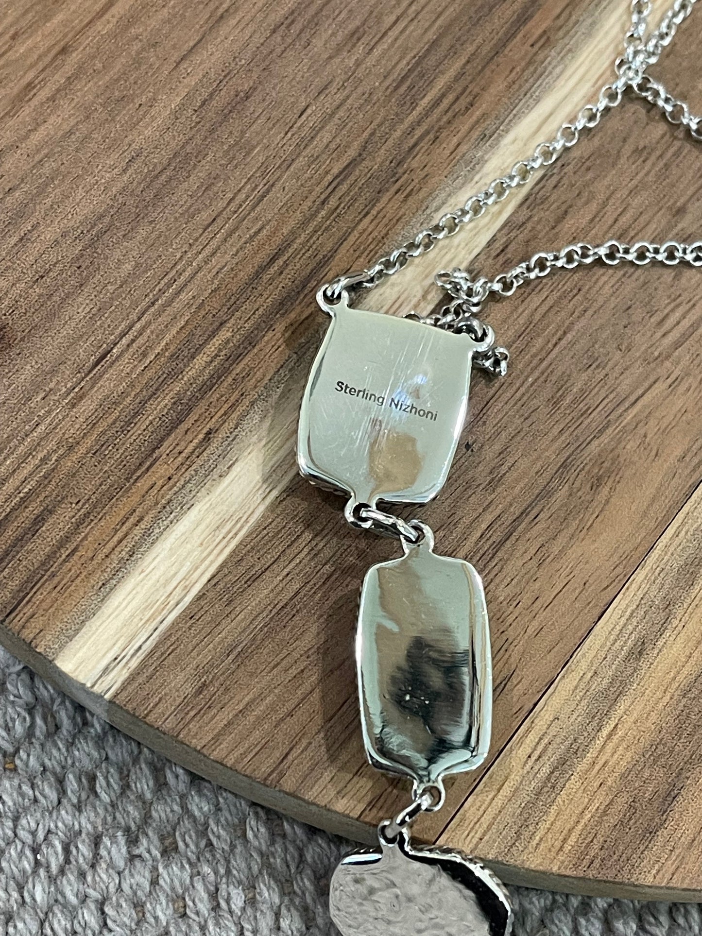 Handmade Sterling Silver & Carico Lake Turquoise Drop Necklace