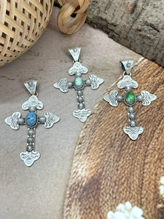 Handmade Sterling Silver Multi Stone Pendant with Signed Nizhoni