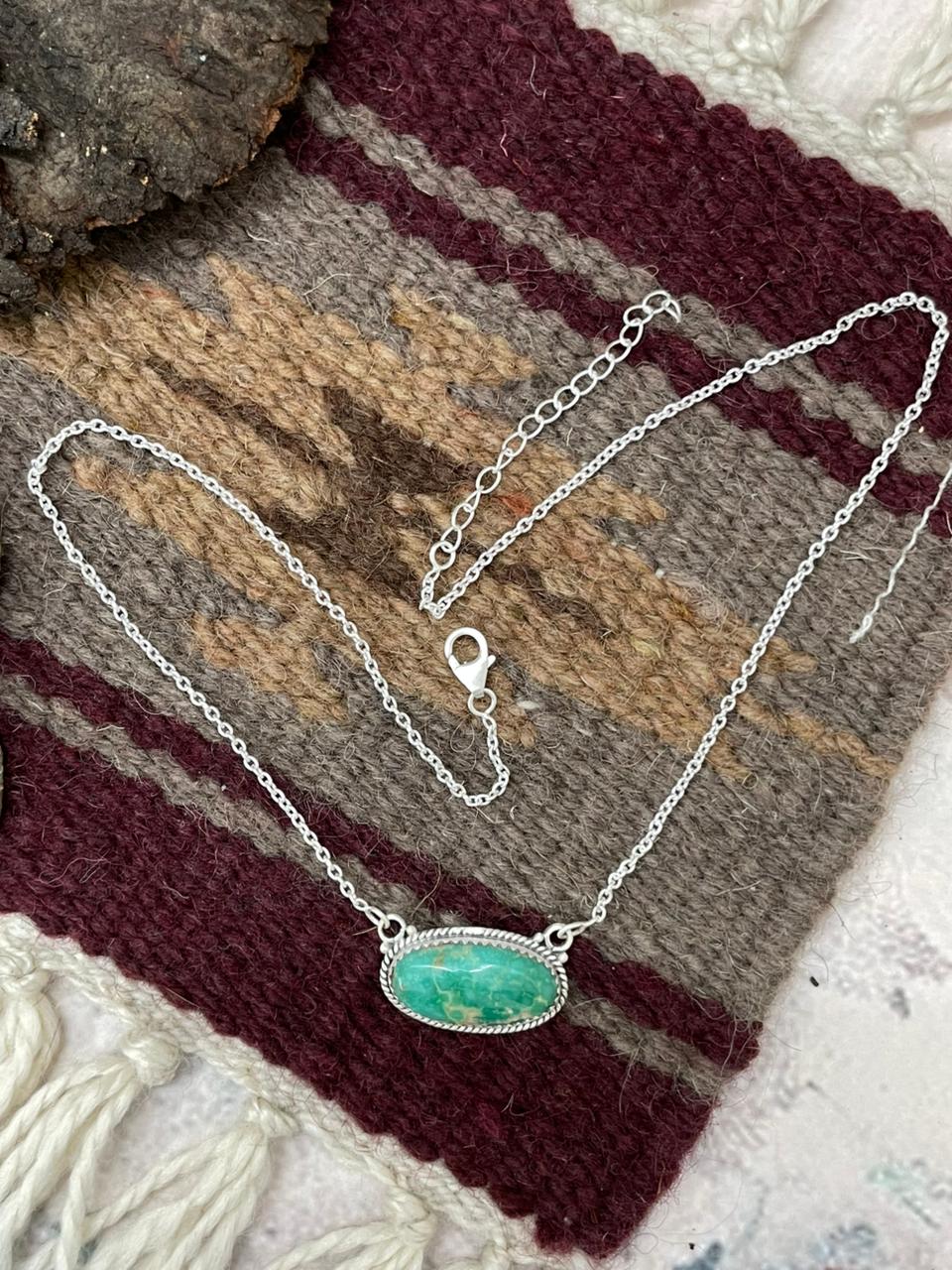Handmade Sterling Silver Mantis Turquoise Necklace "Signed Nizhoni"