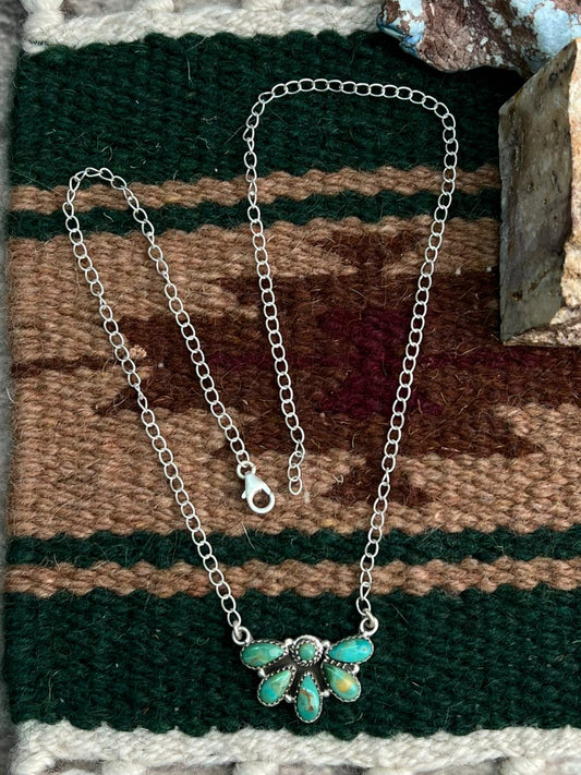 Handmade Sterling Silver Kingman Turquoise Necklace "Signed Nizhoni" (4)