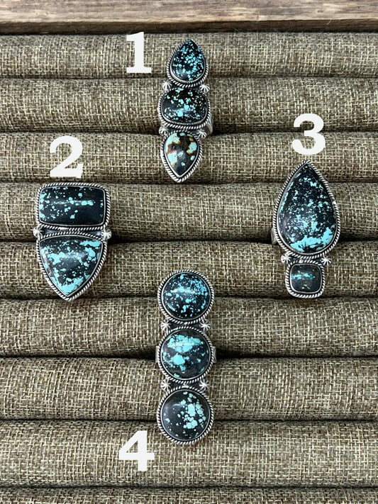 Handmade Sterling Silver Lander Turquoise Adjustable Ring With Signed Nizhoni