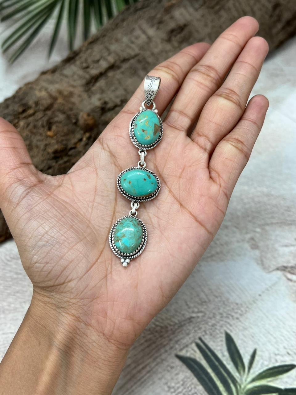 Handmade Sterling Silver Old Stock Royston Turquoise Pendant with Signed Nizhoni (4)