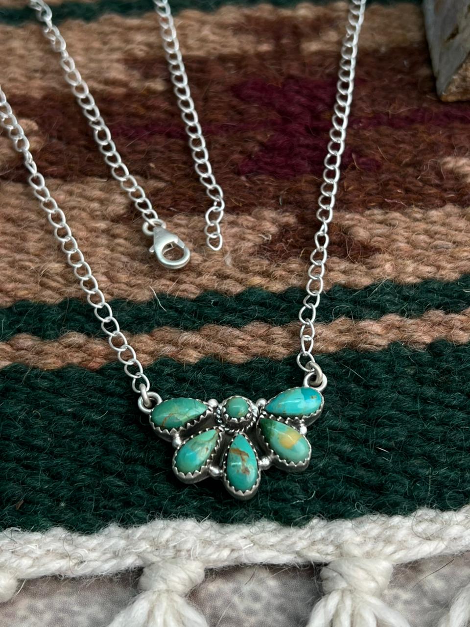 Handmade Sterling Silver Kingman Turquoise Necklace "Signed Nizhoni" (4)