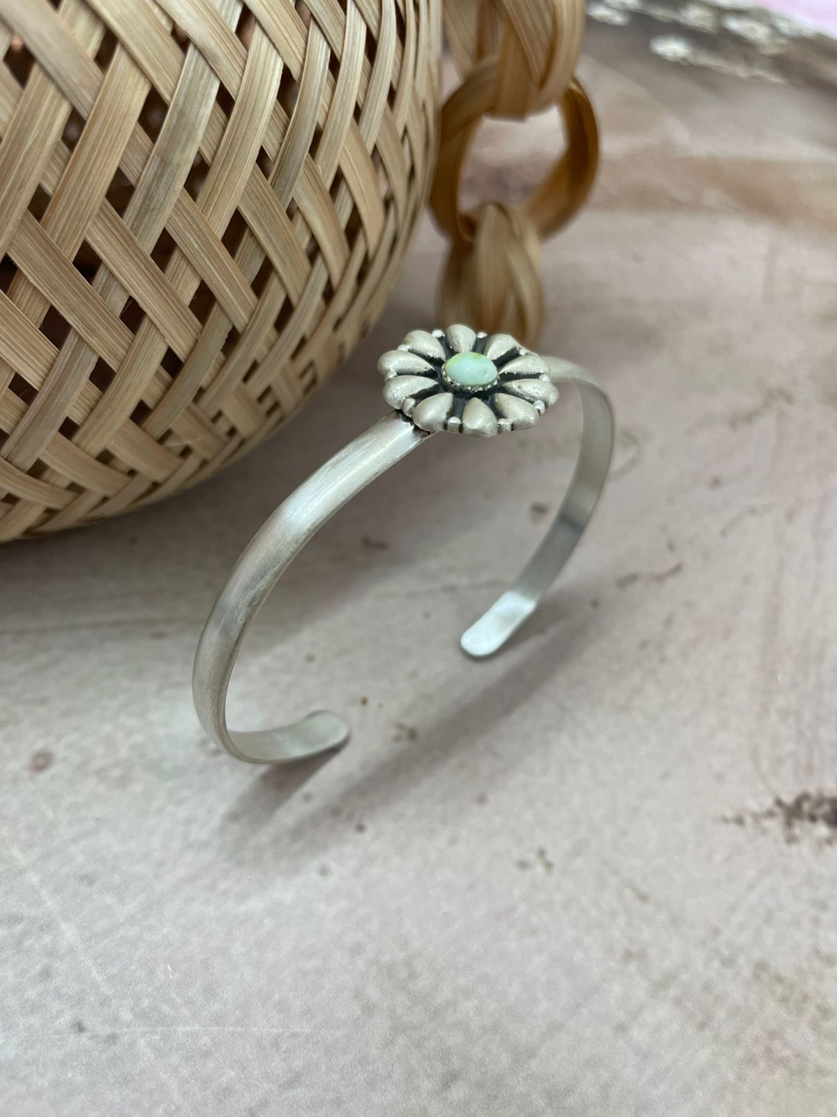 Handmade Sterling Silver Palomino Turquoise Cuff Bracelet with Signed Nizhoni