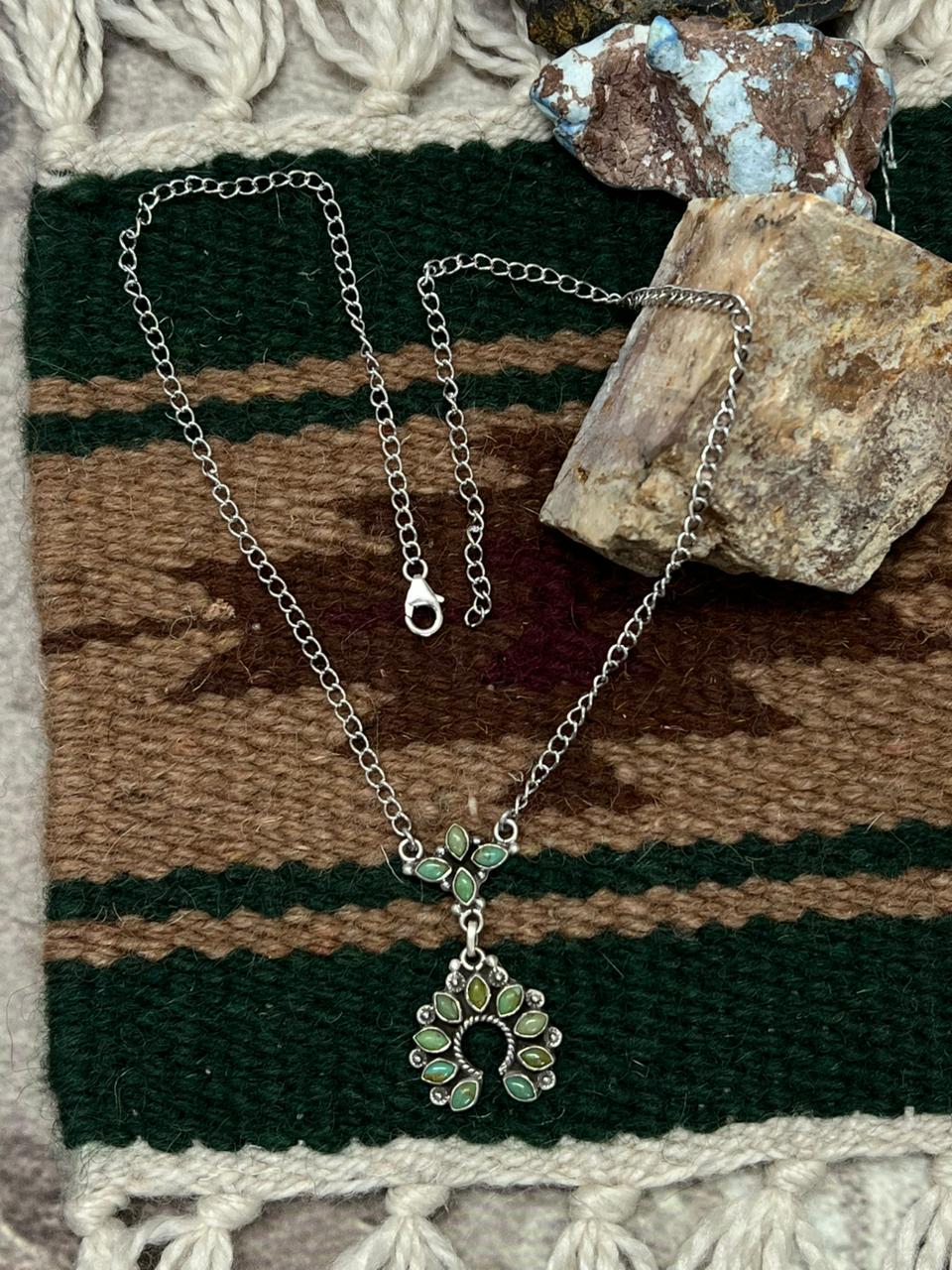 Handmade Sterling Silver Kingman Turquoise Naja Necklace "Signed Nizhoni"