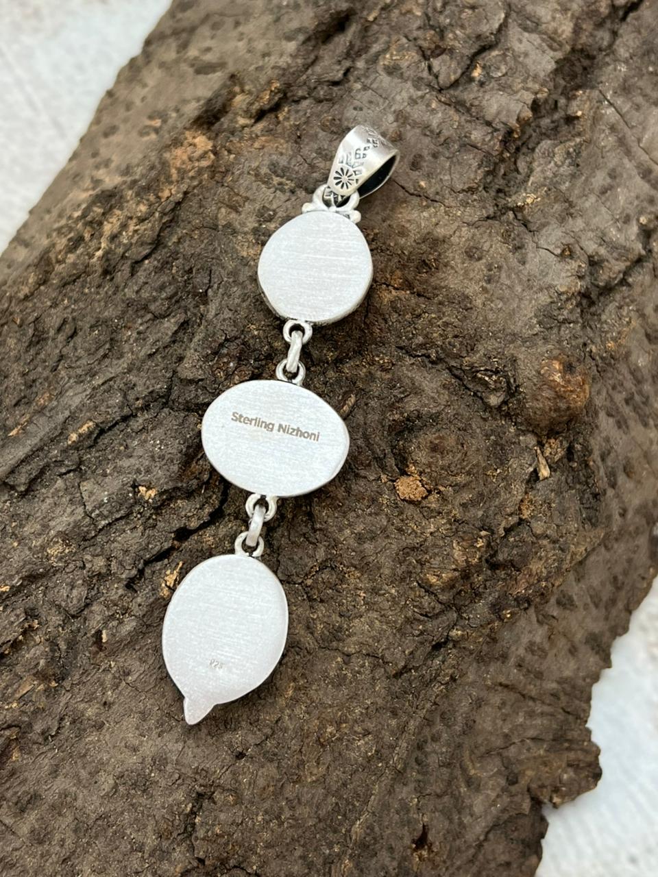 Handmade Sterling Silver Old Stock Royston Turquoise Pendant with Signed Nizhoni (4)