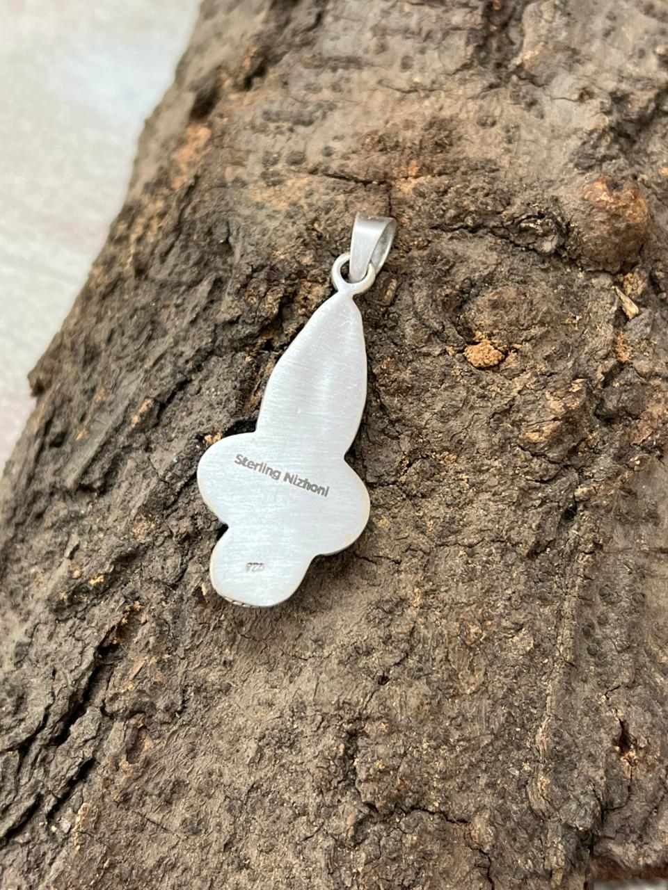 Handmade Sterling Silver Kingman Turquoise Pendant with Signed Nizhoni (6)