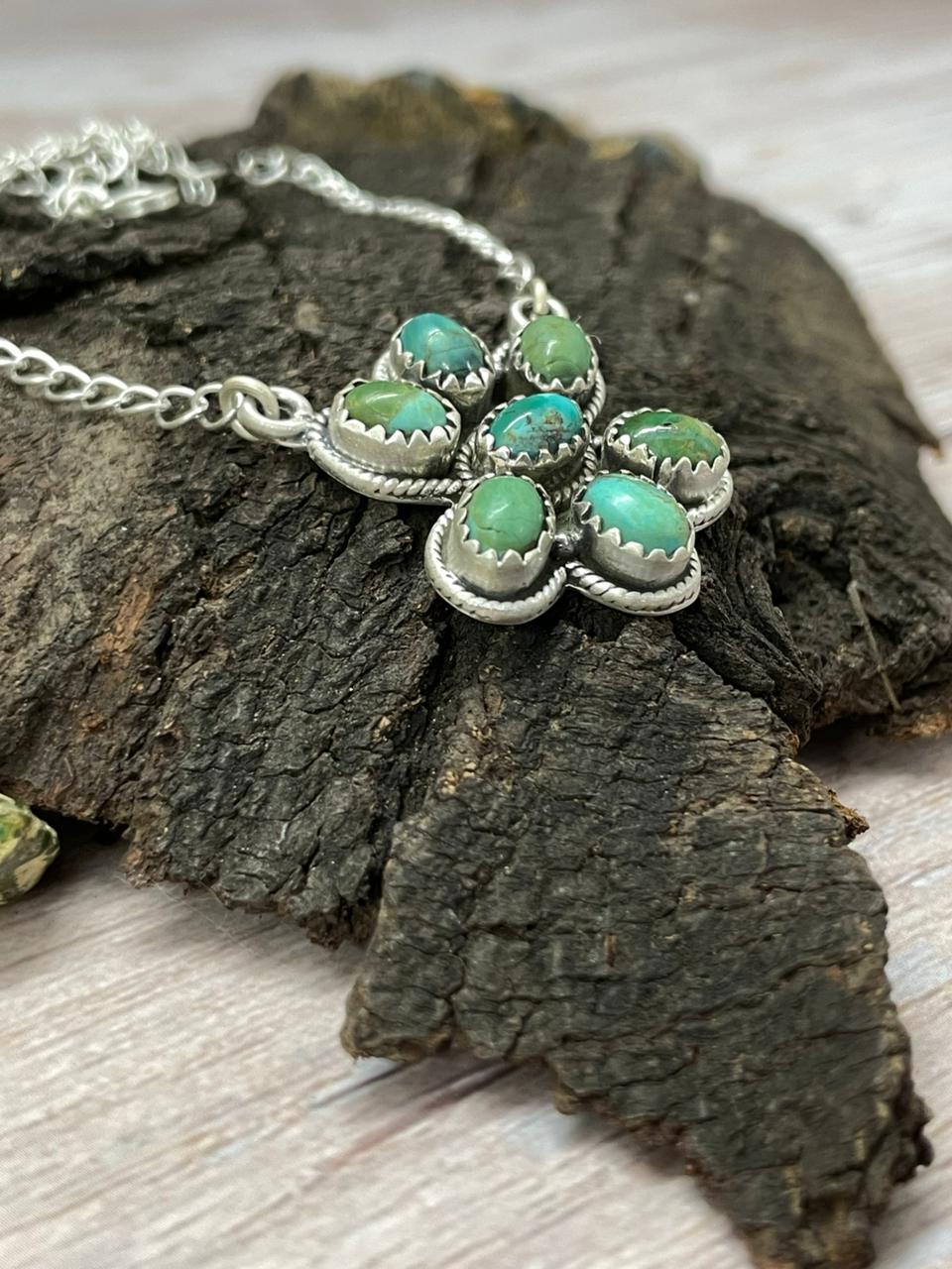 Handmade Sterling Silver Kingman Turquoise Necklace "Signed Nizhoni" (5)