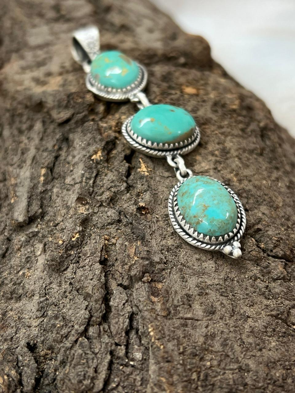 Handmade Sterling Silver Old Stock Royston Turquoise Pendant with Signed Nizhoni (4)