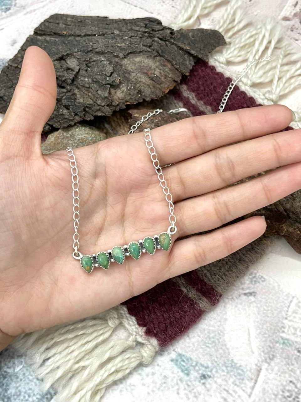 Handmade Sterling Silver Kingman Turquoise Necklace "Signed Nizhoni"