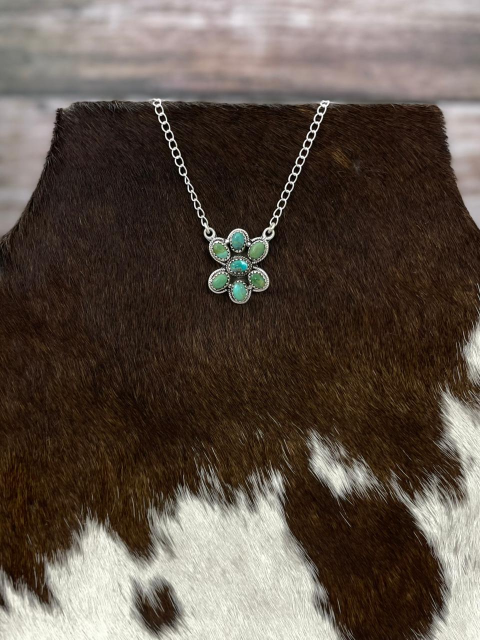 Handmade Sterling Silver Kingman Turquoise Necklace "Signed Nizhoni" (5)