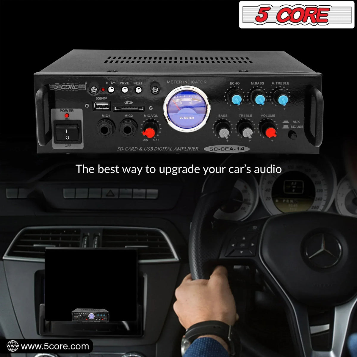 5Core Dual Channel Amplifier Car Audio System 300W Audio Reciver Car - Trustymall