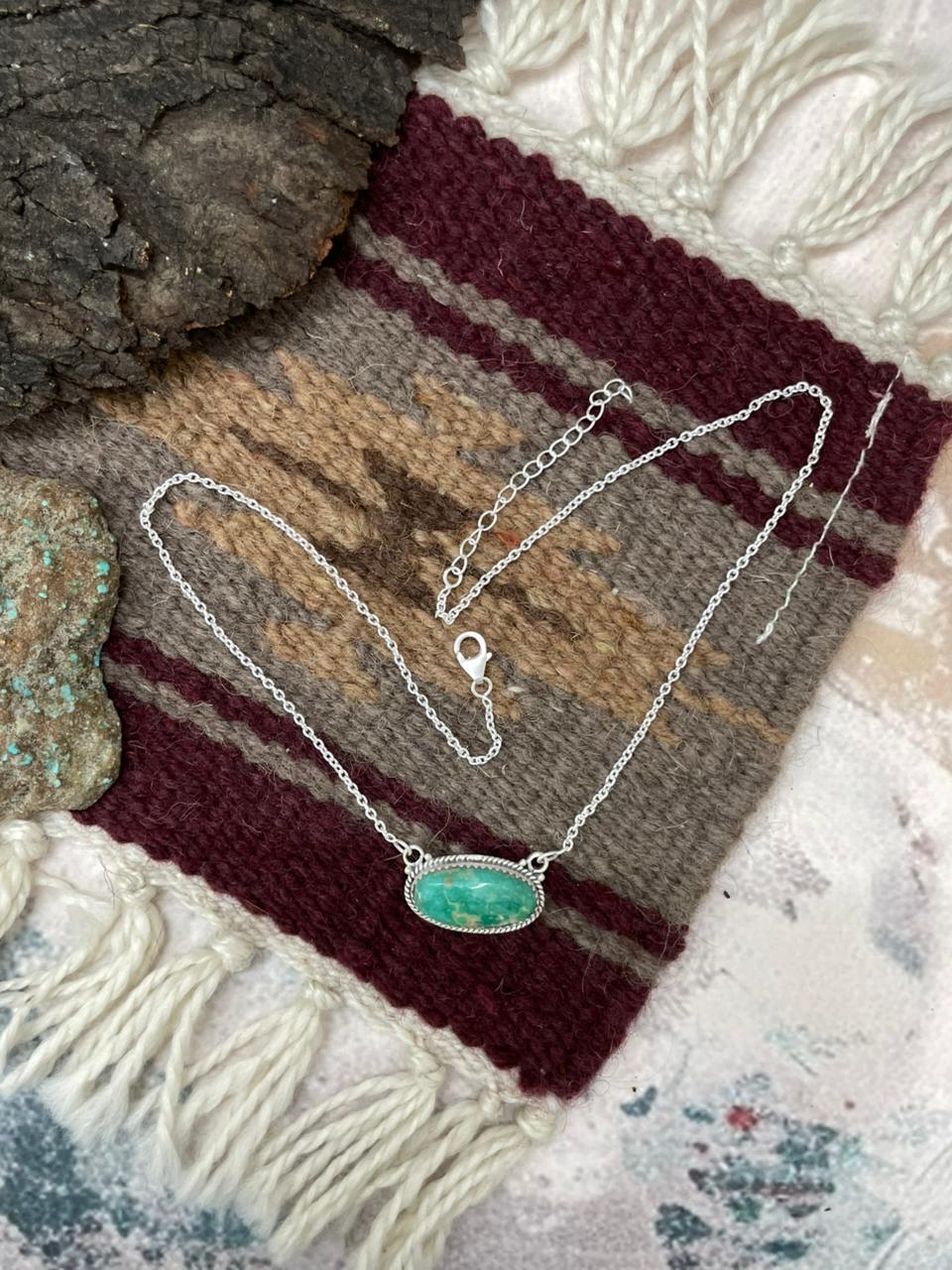 Handmade Sterling Silver Mantis Turquoise Necklace "Signed Nizhoni"