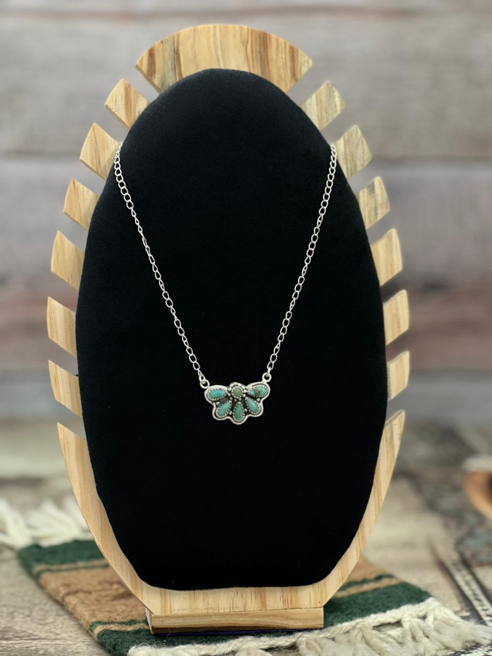 Handmade Sterling Silver Kingman Turquoise Necklace "Signed Nizhoni"