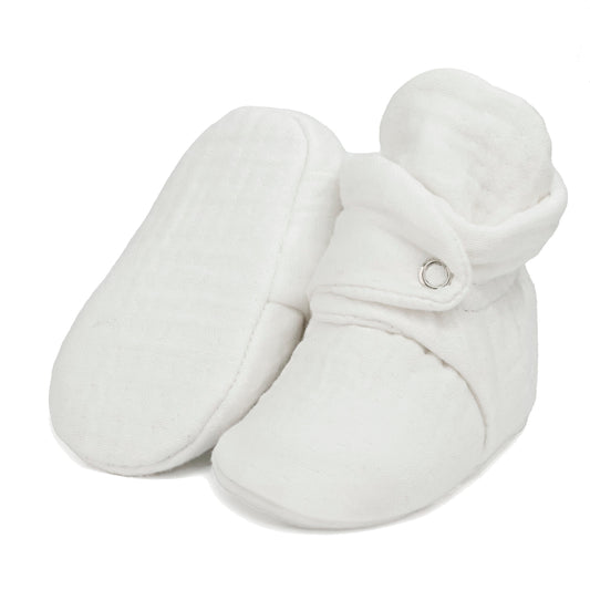 Muslin Stay On Baby Booties Cream