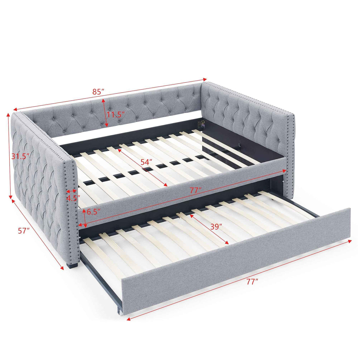 Daybed with Trundle Upholstered Tufted Sofa Bed, with Button and