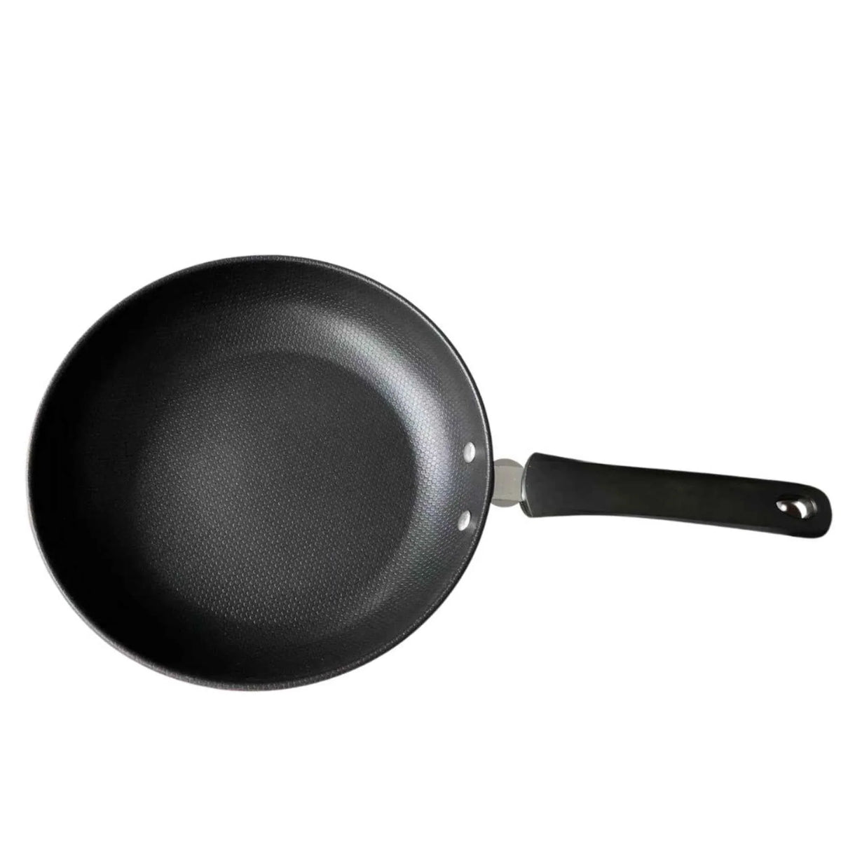 Side angle of Cheftop frying pan highlighting thick carbon steel body and ergonomic handle