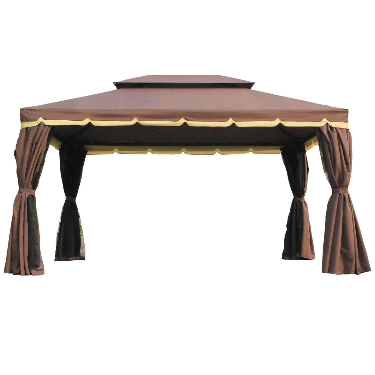 Outsunny 10‚Äôx13‚Äô Steel Frame Double Top Gazebo Canopy w/ Mesh