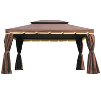 Outsunny 10‚Äôx13‚Äô Steel Frame Double Top Gazebo Canopy w/ Mesh