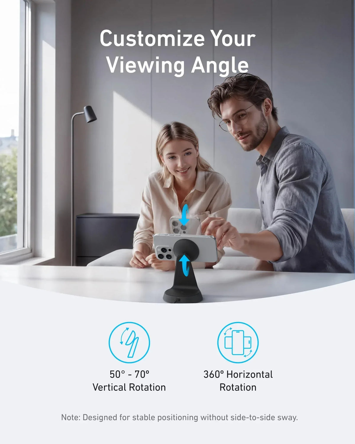 Anker MagGo Wireless Charger (2-in-1, Dock Stand) with USB-C Cable BOA - Trustymall