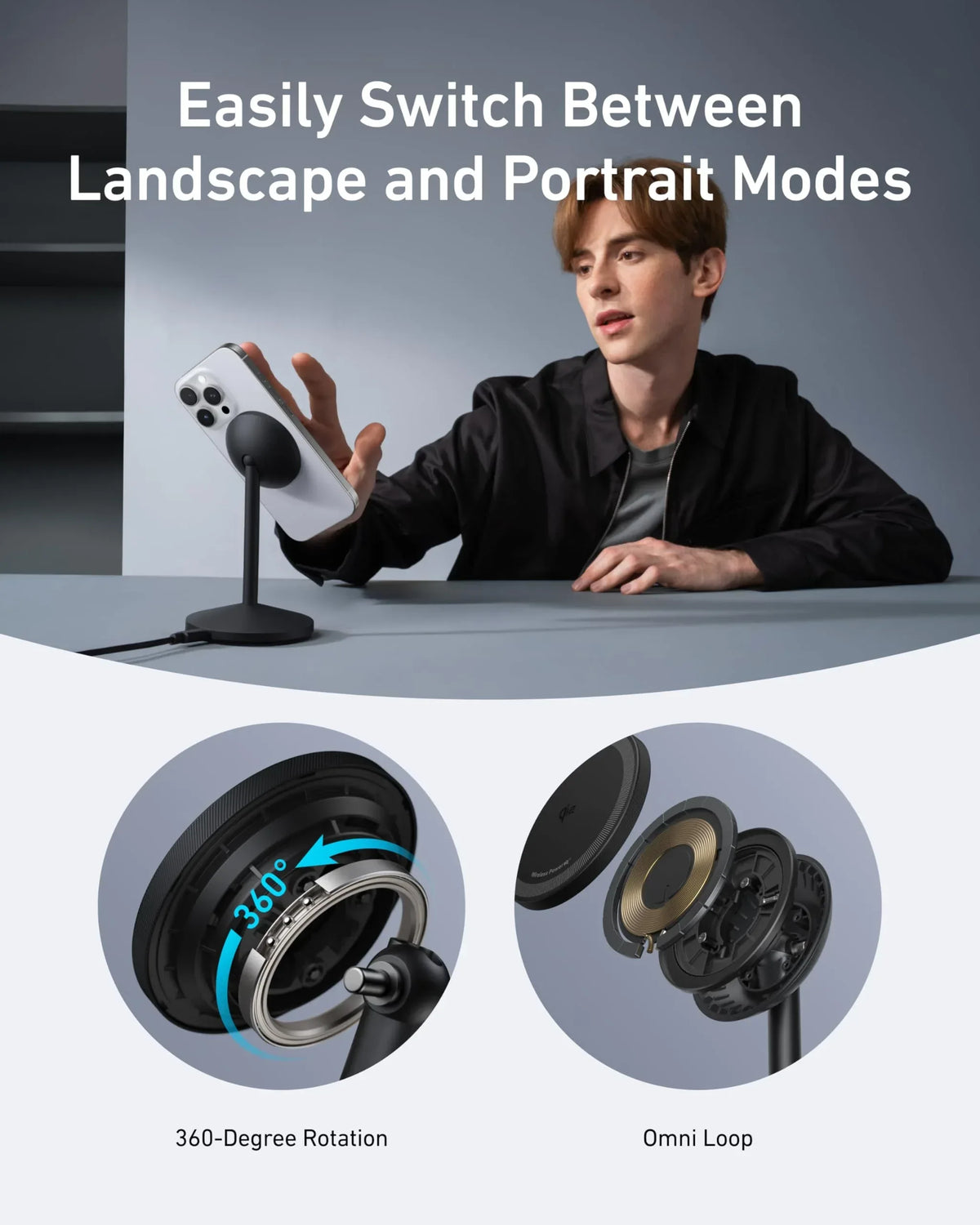 Anker MagGo Wireless Charger (Stand) with Adapter and Cable BOA - Trustymall