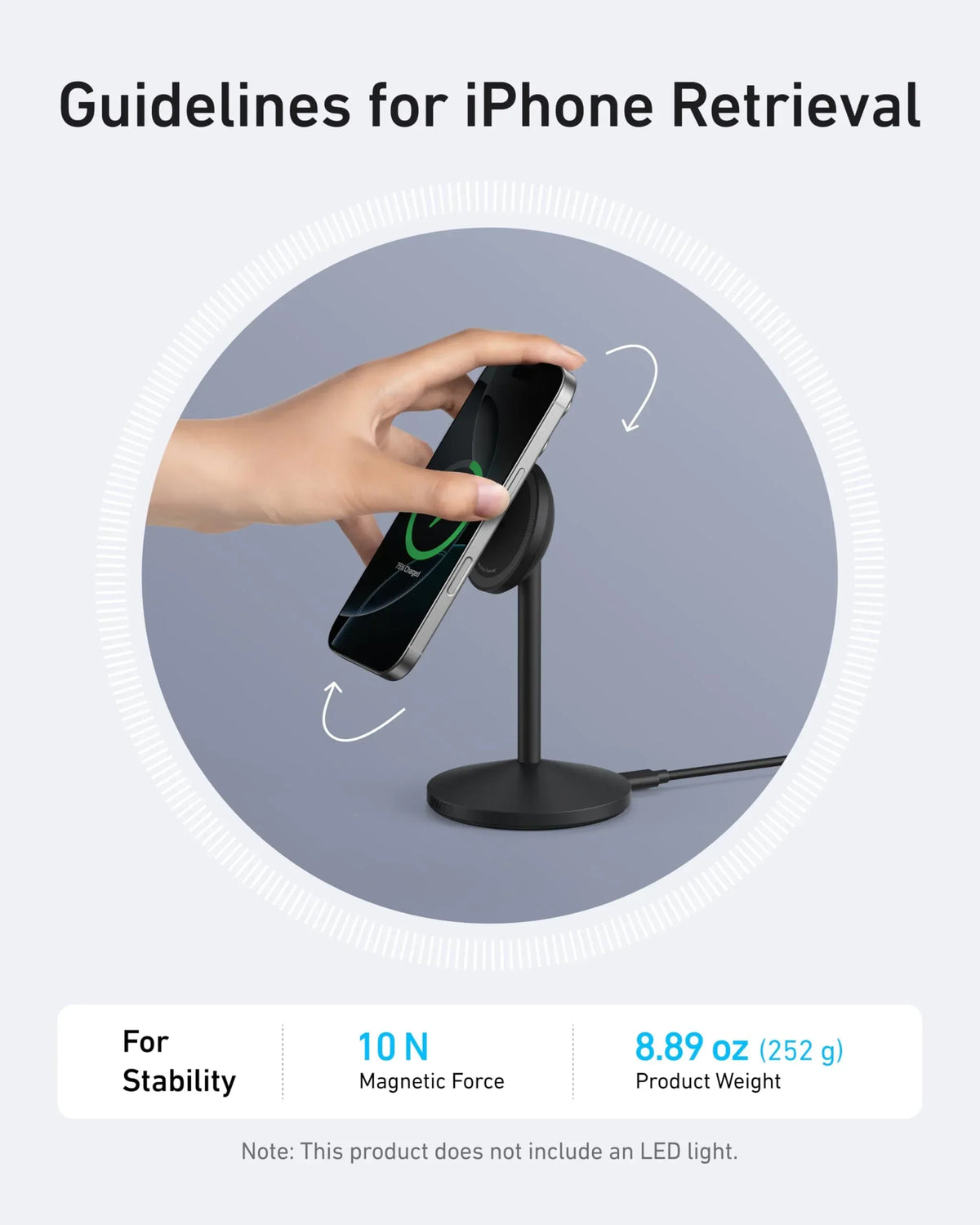 Anker MagGo Wireless Charger (Stand) with Adapter and Cable BOA - Trustymall