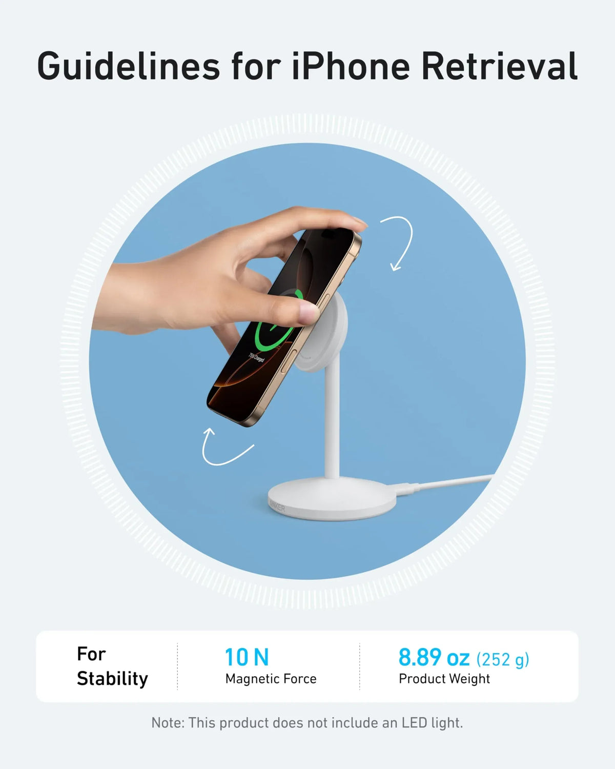 Anker MagGo Wireless Charger (Stand) with Adapter and Cable BOA - Trustymall