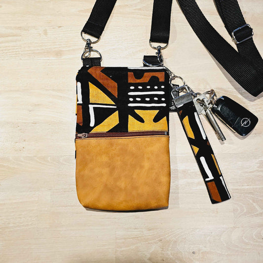 Handmade Phone Bag and Keyfob Set  | African Ankara Print Fabric |