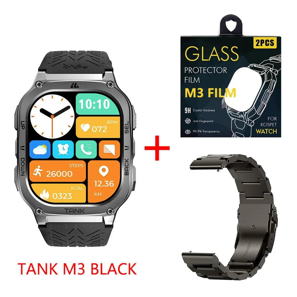 2024 KOSPET TANK M3 Smartwatches For Men Women Rugged Smart Watch 480mAh AOD Bluetooth Fitness Electronic Digital AMOLED Watches