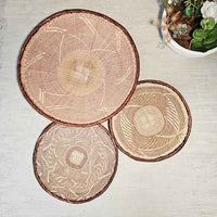 Set of 3 Handmade African Wall Baskets | Zimbabwe Baskets | Boho Wall