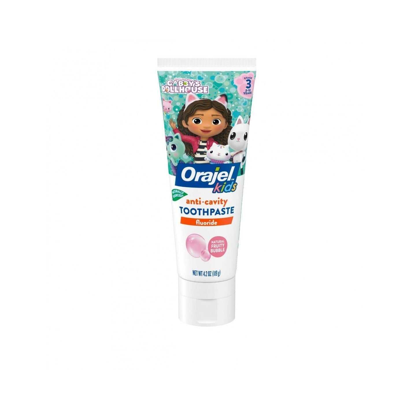 Church & Dwight Co. Inc. Orajel Kids Gabby S Dollhouse Anti-Cavity Fluoride Toothpaste Natural Fruity Bubble Flavor 4.2oz Tube