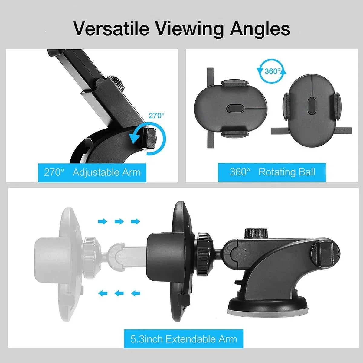Car Phone Holder Long Rod Telescopic Car Dashboard Suction Cup Type - Trustymall