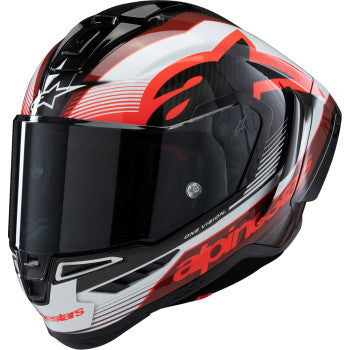 IN STOCK ALPINESTARS Supertech R10 Helmet - Team - Black/Carbon Red/Gloss White - Medium 8200224-1352-M
