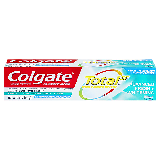 Colgate Total SF Toothpaste, Advanced Fresh + Whitening, Gel