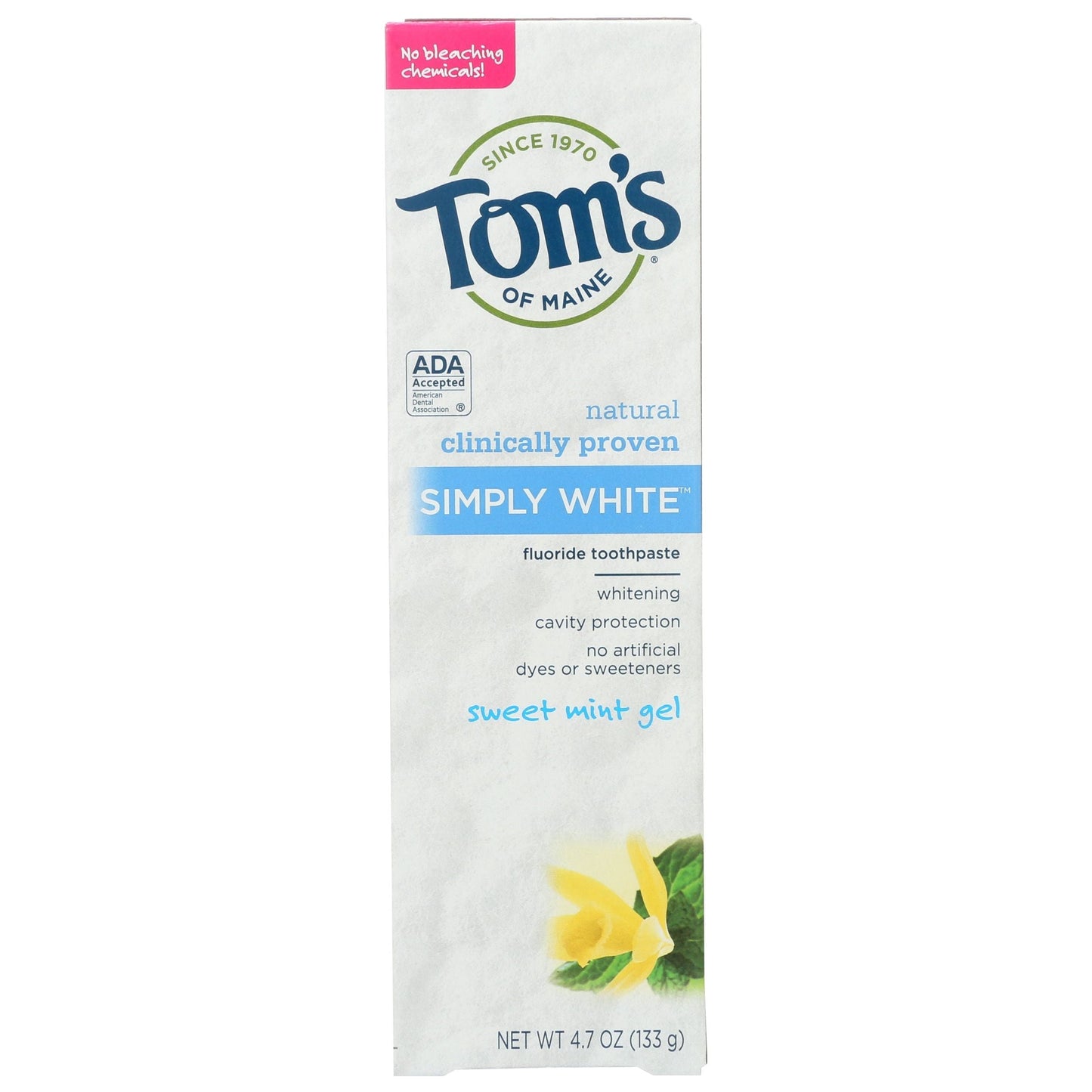 Tom's of Maine Fluoride Toothpaste Natural Simply White Sweet Mint Gel