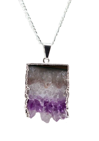 Amethyst Horizontal Slice Necklace