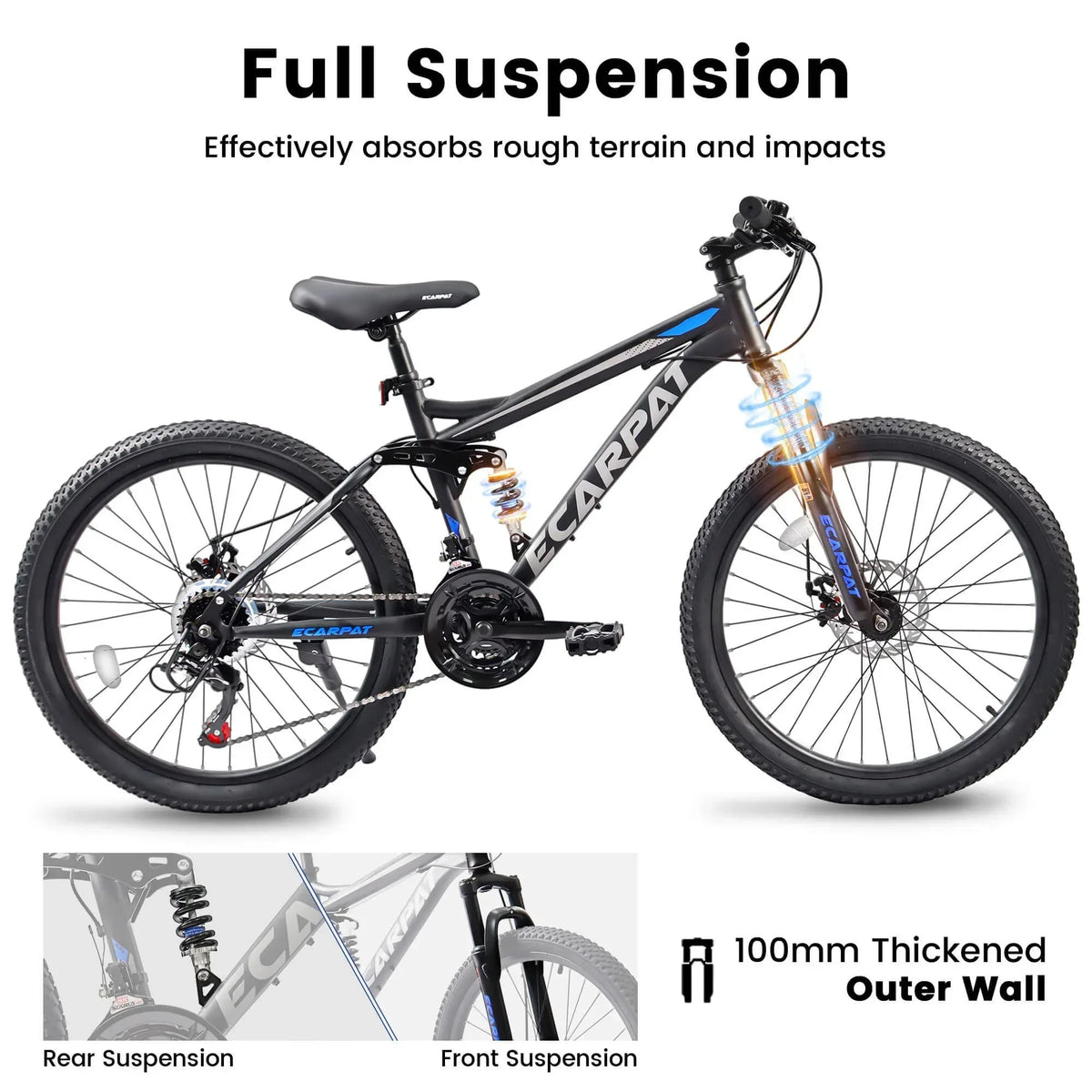 FlexRide™ 24 – 24" MTB Bike with Disc Brakes & 21-Speed Gears - Trustymall