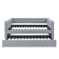 Daybed with Trundle Upholstered Tufted Sofa Bed, with Button and