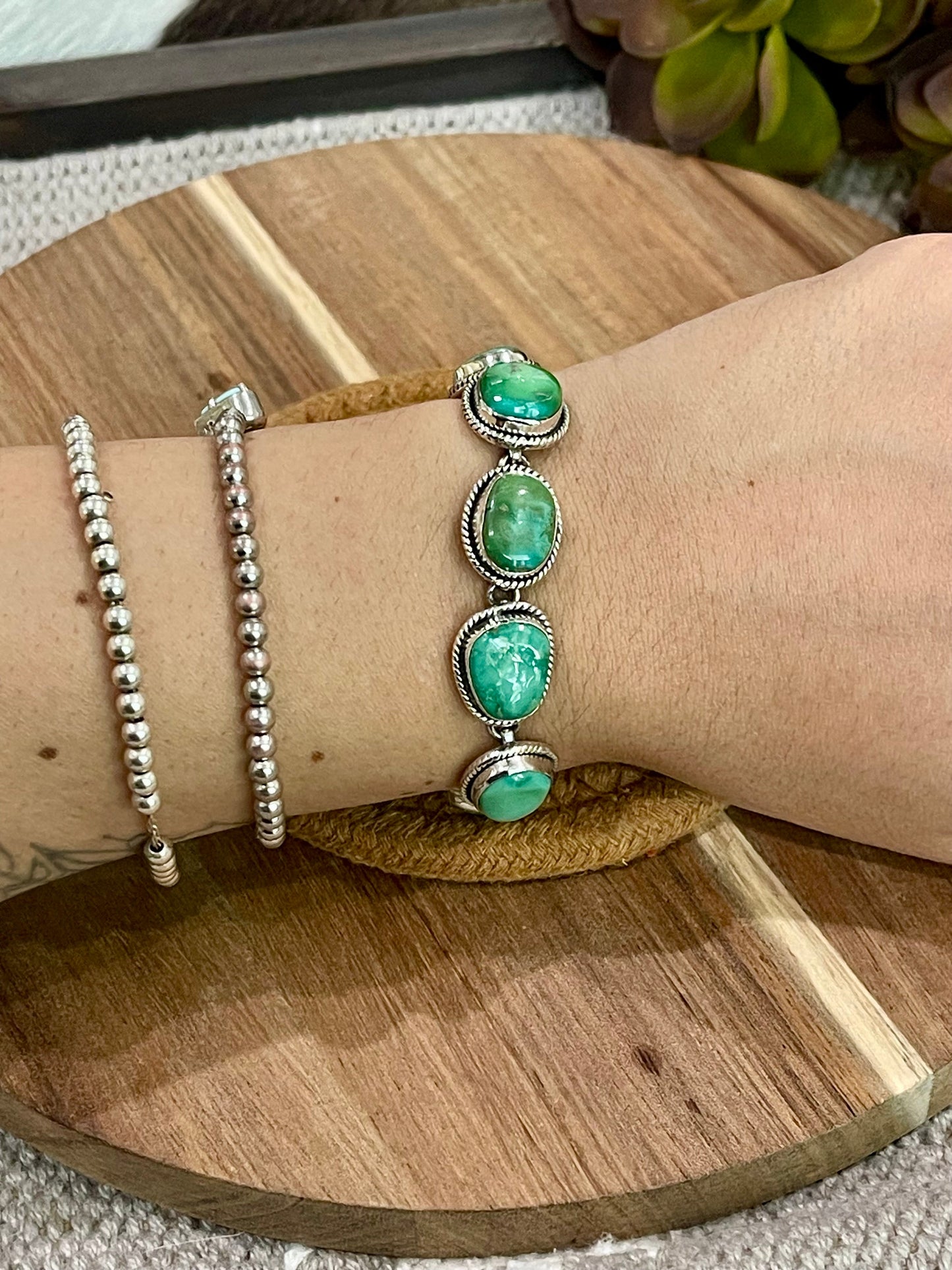 Handmade Sterling Silver & Sonoran Mountain Turquoise Bracelet