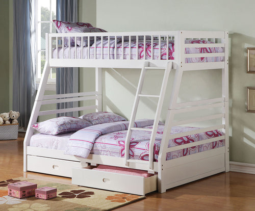 79inches X 57inches X 65inches White Pine Wood Twin Over Full Bunk Bed