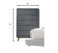 46inches Light Gray Upholstery 5 Drawer Chest Dresser with light