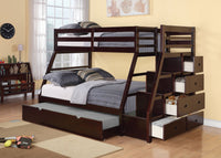 98inches X 56inches X 65inches Espresso Pine Wood Bunk Bed (Twin/Full)