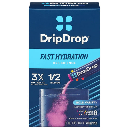 Drip Drop Fast Hydration Bold Variety Electrolyte Drink Mix Packets