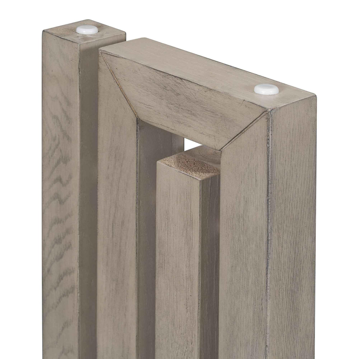 Modern interior featuring oak veneer console table with unique side in a hallway setting.